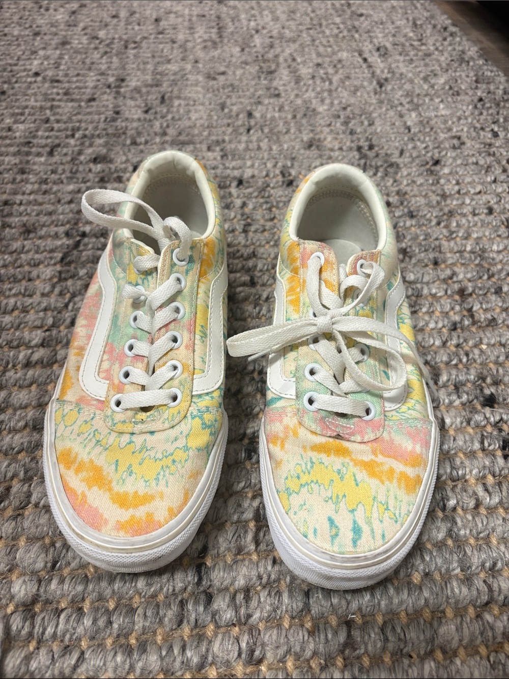 Vans women’s Tie-Dye Canvas Sneakers - Pastel Yellow, Pink, Green